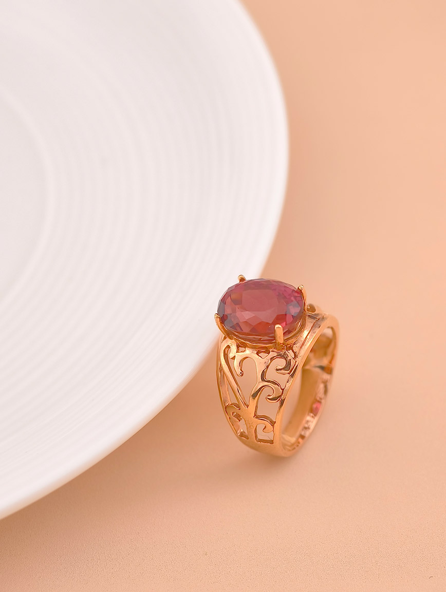 18k Gold Inlaid Oval Tourmaline Ring image