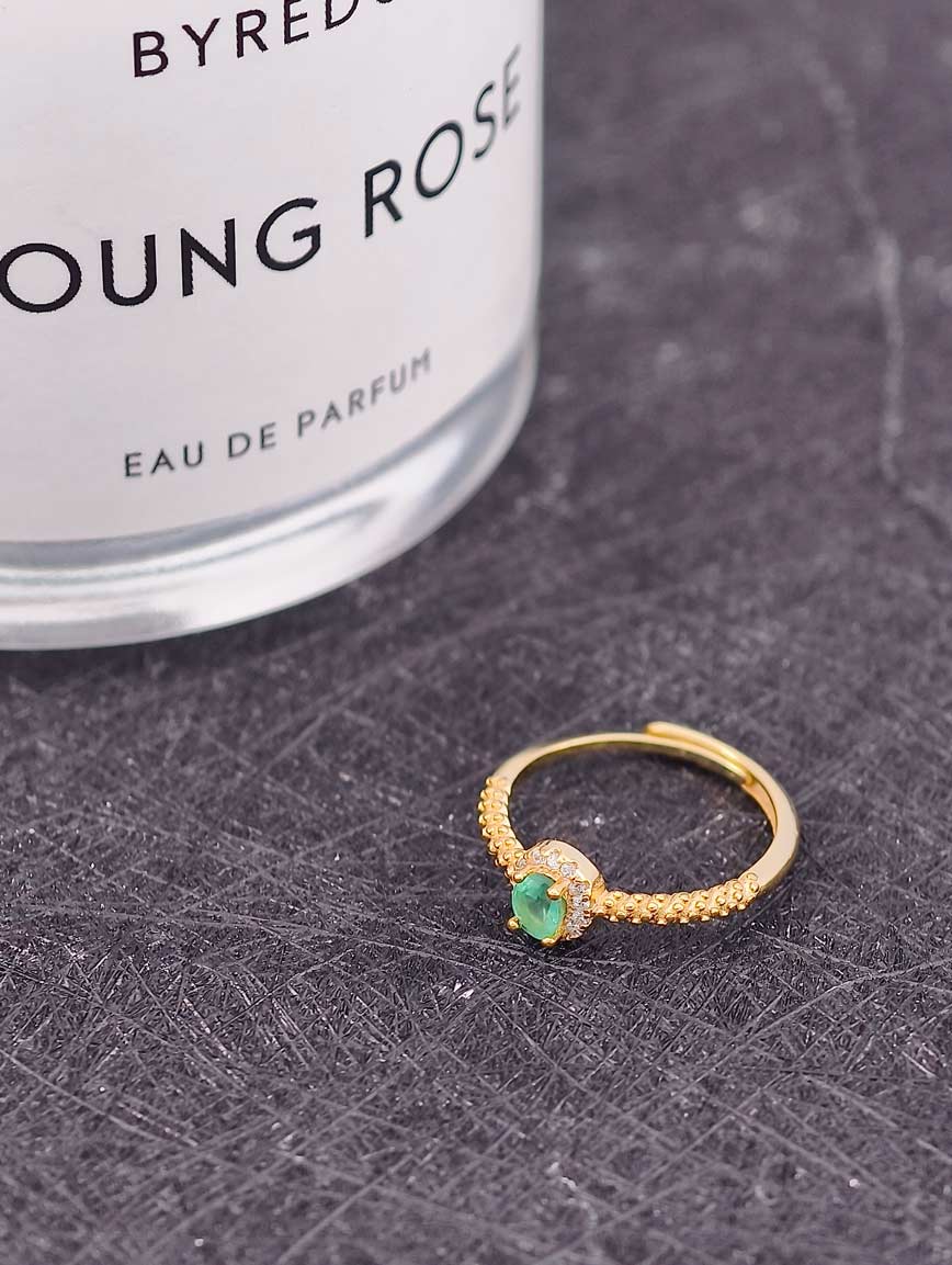 Emerald Sterling Silver Gold Plated Ring image