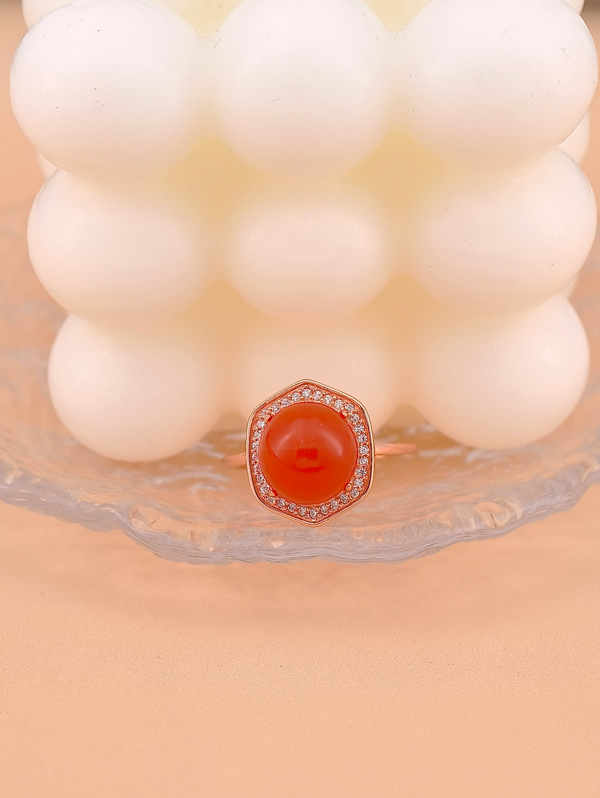 Natural South Red Agate Ring image