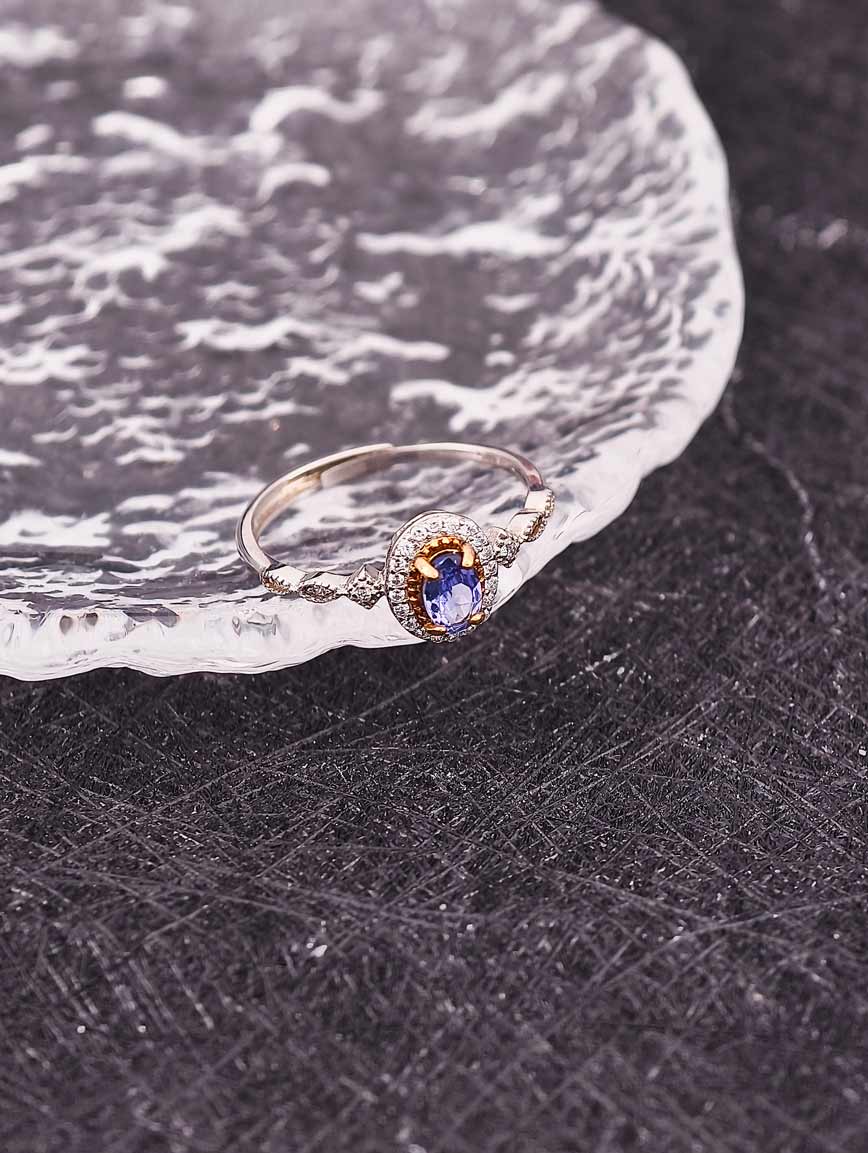 Natural Sterling Silver Gold Plated Tanzanite Ring image