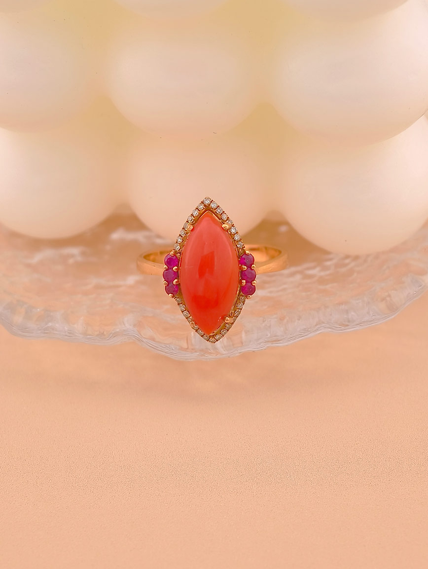 Natural Red Coral Ring image