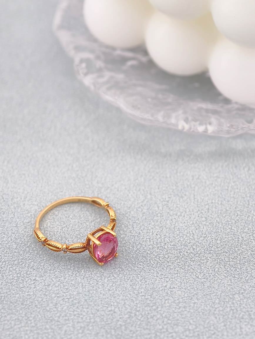 Oval Pink Tourmaline Design Ring image