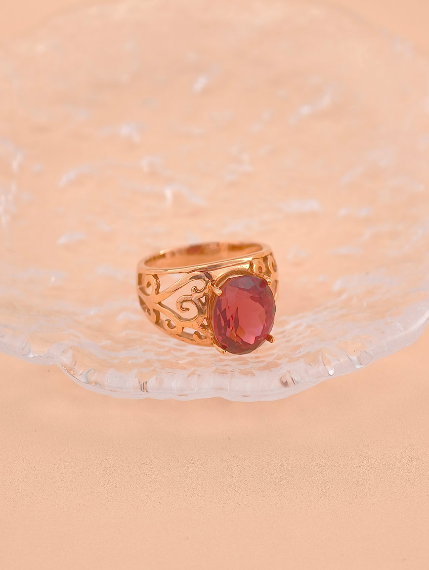 18k Gold Inlaid Oval Tourmaline Ring image