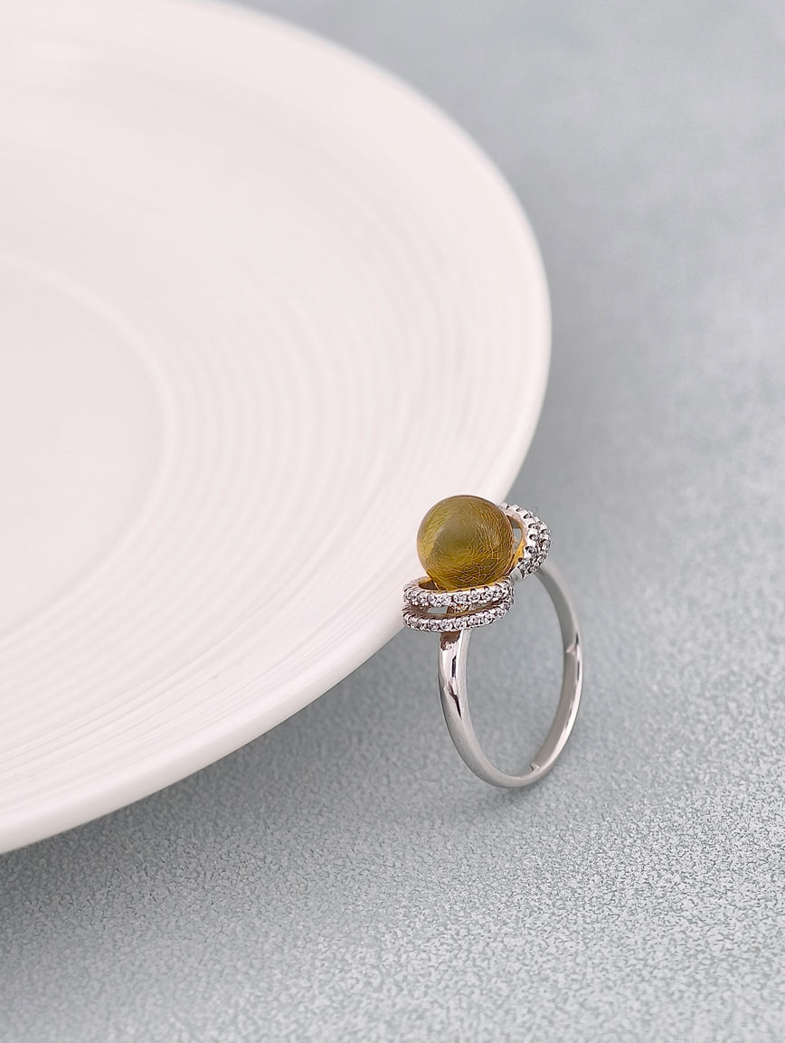 Gold Blue Amber Simple Ring image