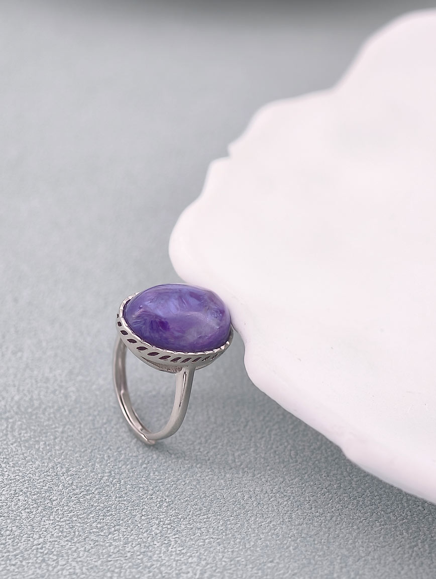 Natural Purple Dragon Crystal Delicate Ring image