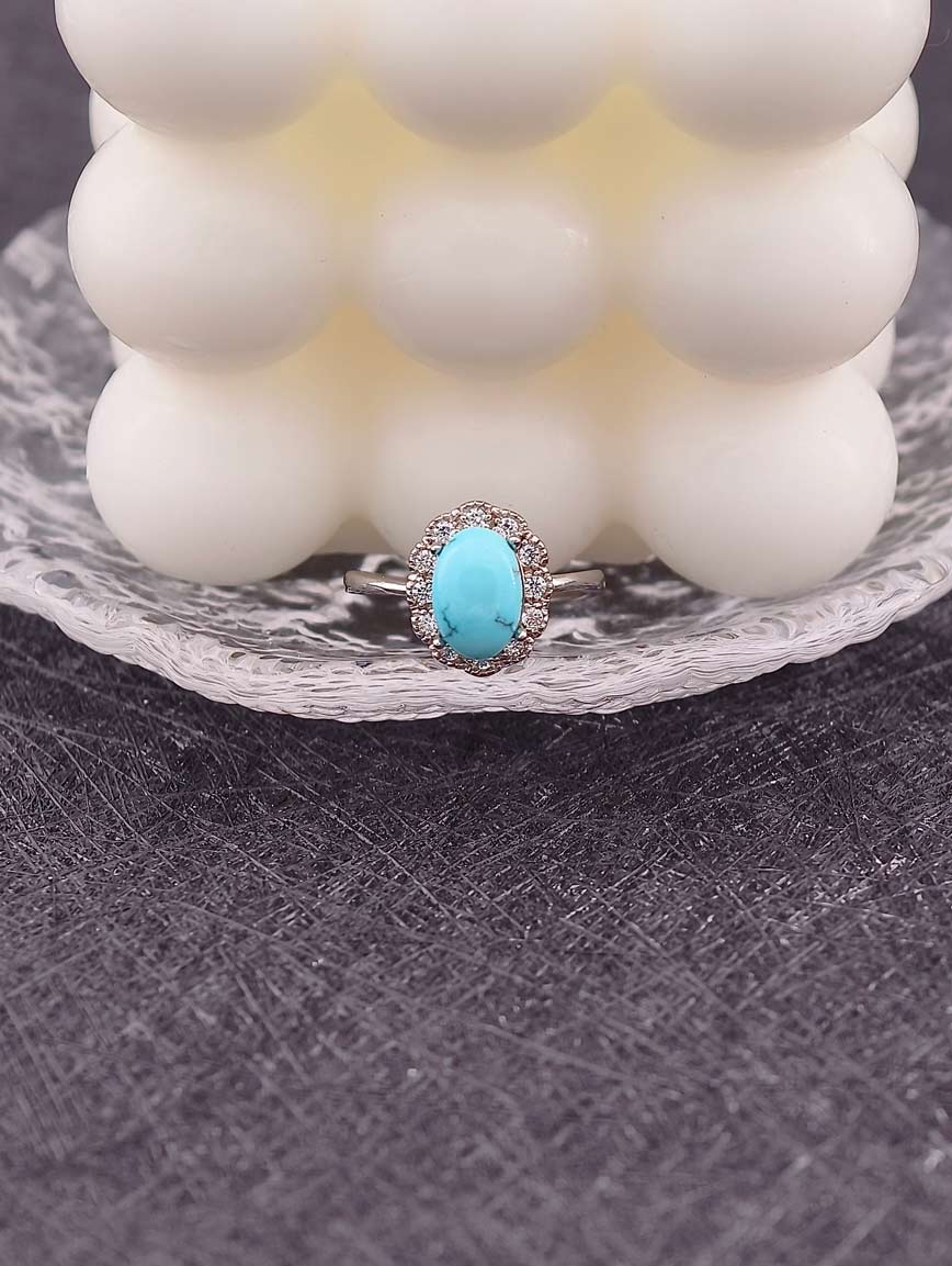 Sterling Silver Gold Plated Natural Turquoise Ring image