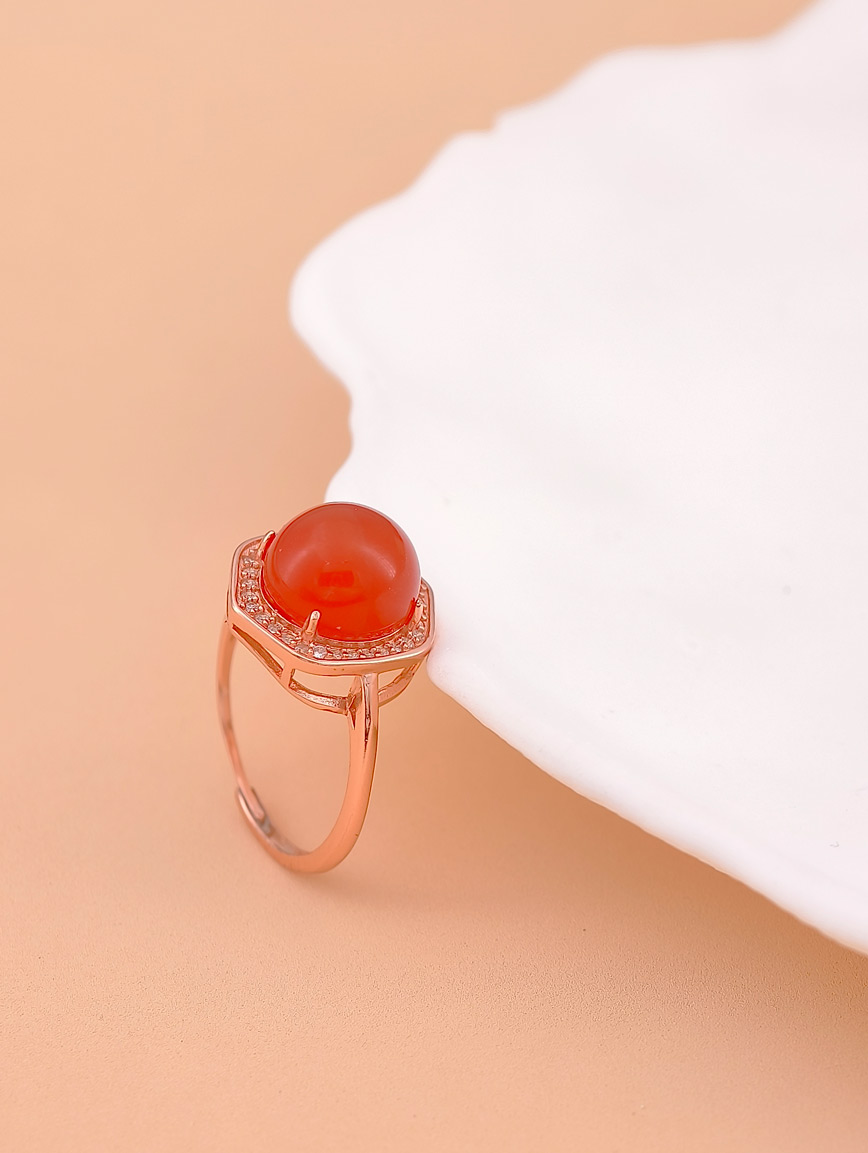 Natural South Red Agate Ring image