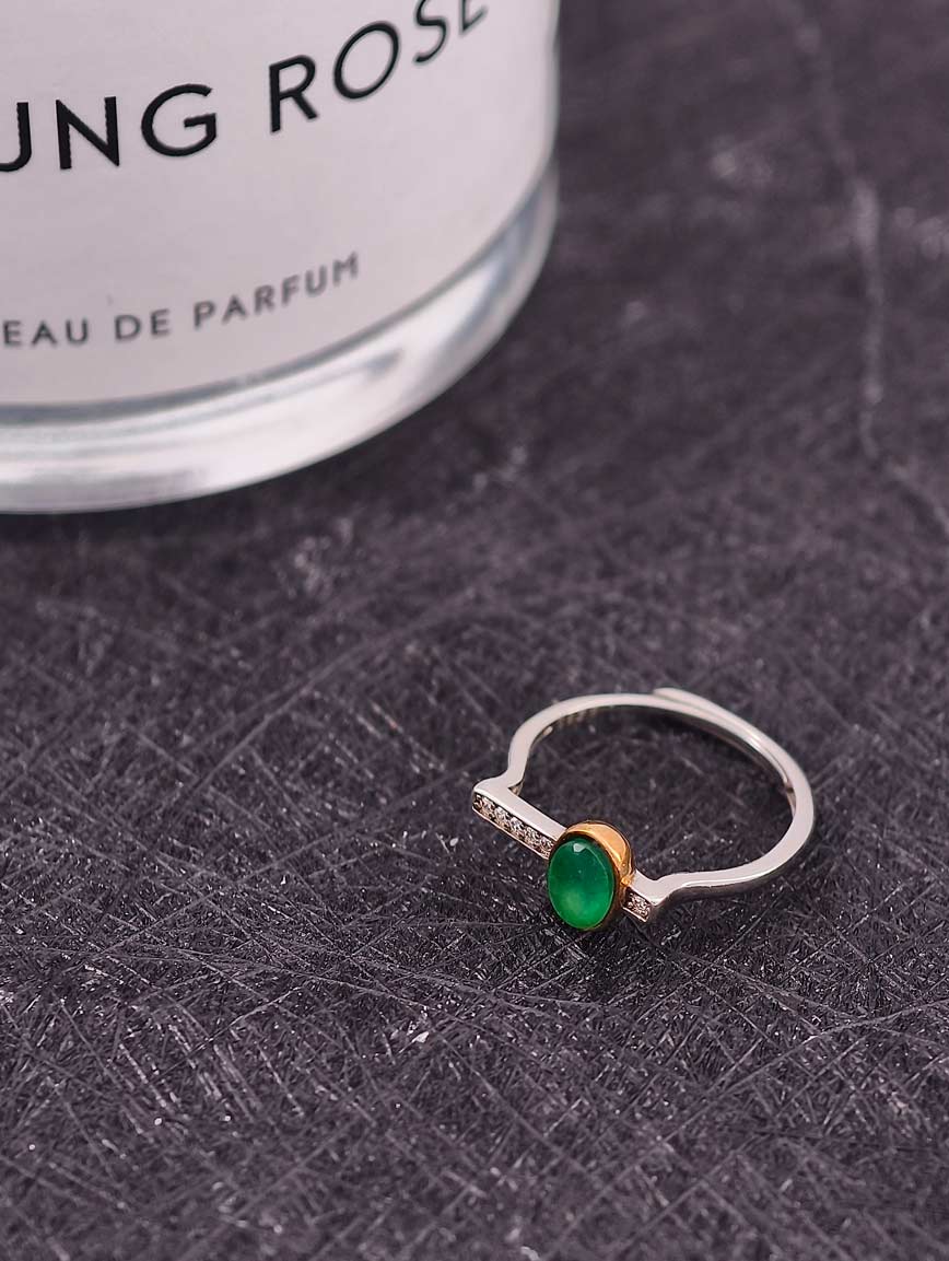 Natural Sterling Silver Gold Plated Emerald Ring image