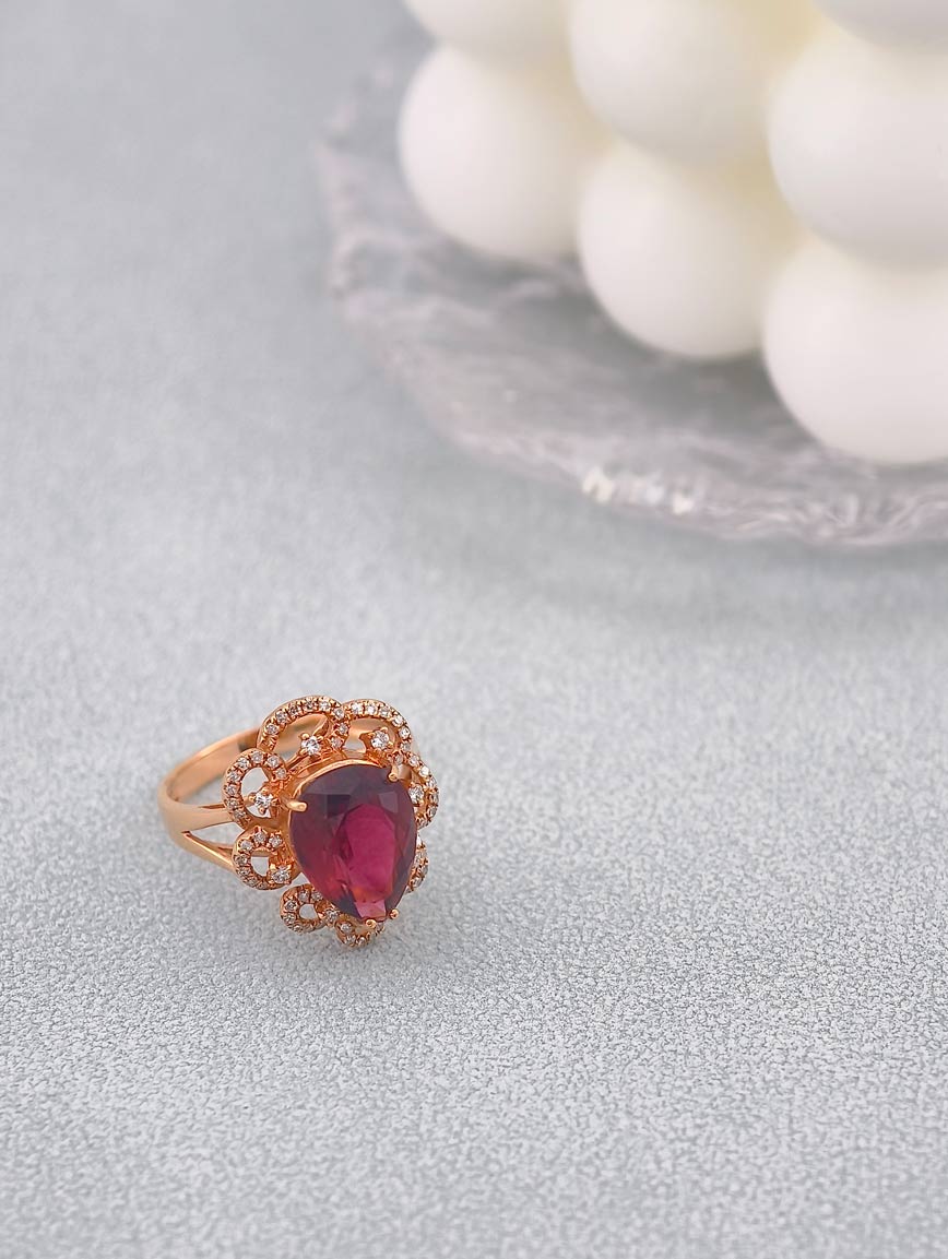 Natural Red Tourmaline Design Ring image