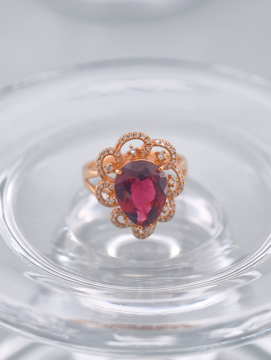 Natural Red Tourmaline Design Ring image