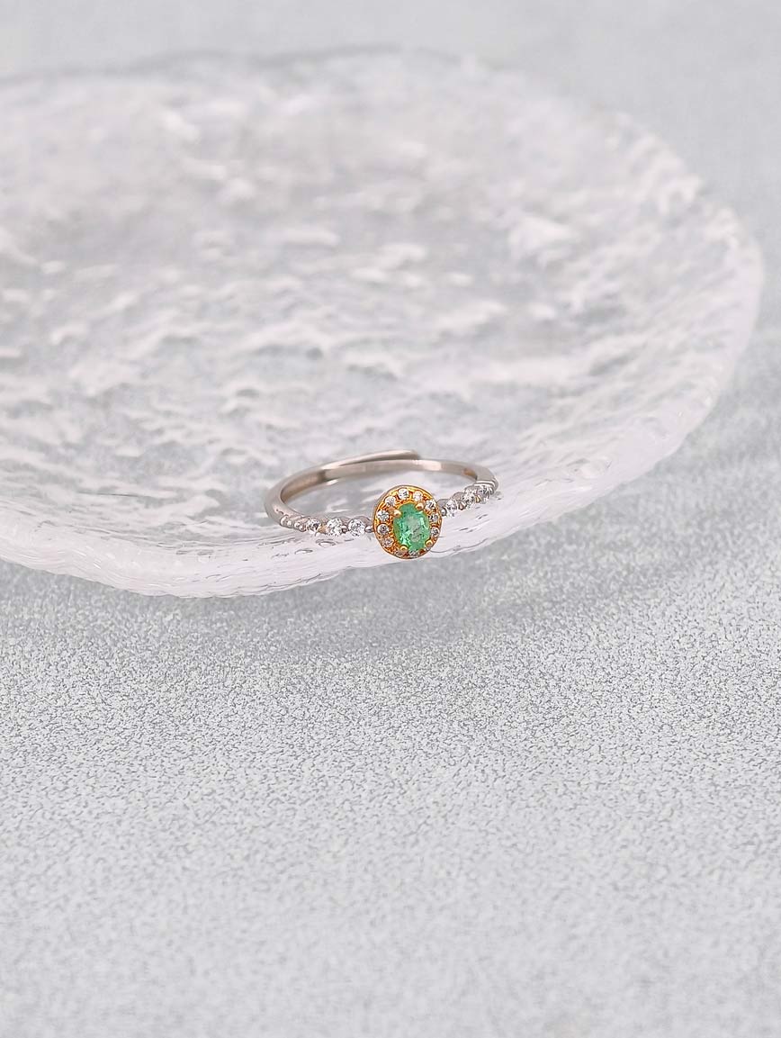 Gold Plated Sterling Silver Natural Emerald Design Ring image