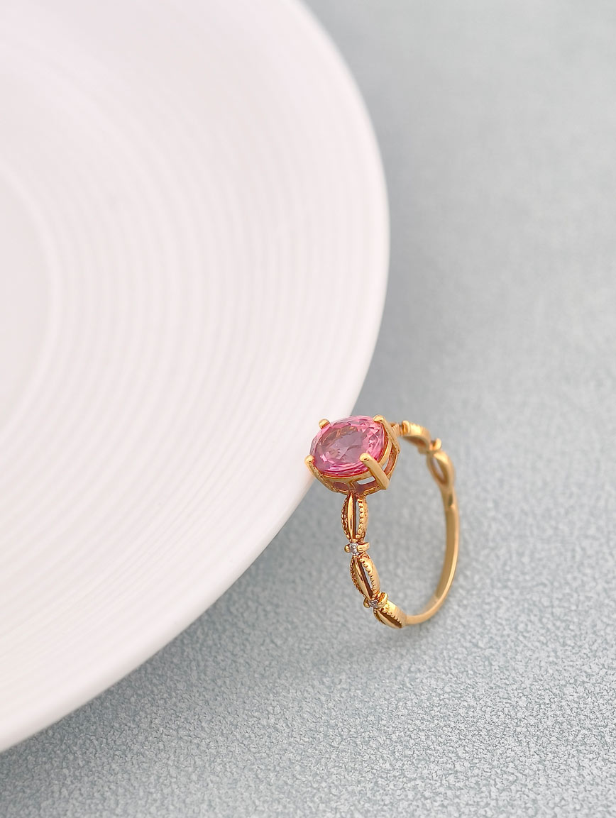 Oval Pink Tourmaline Design Ring image