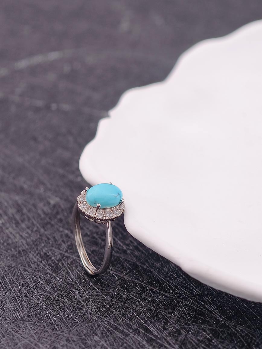 Sterling Silver Gold Plated Natural Turquoise Ring image