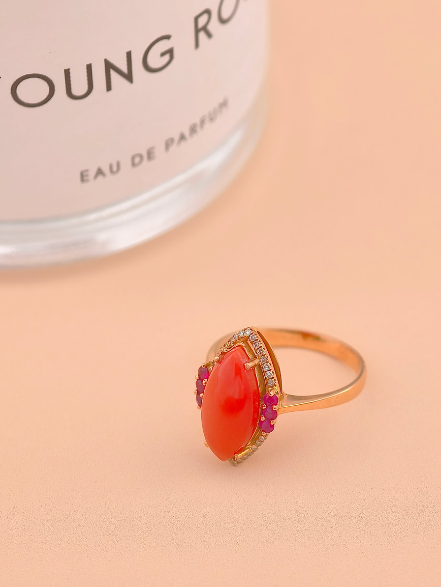 Natural Red Coral Ring image