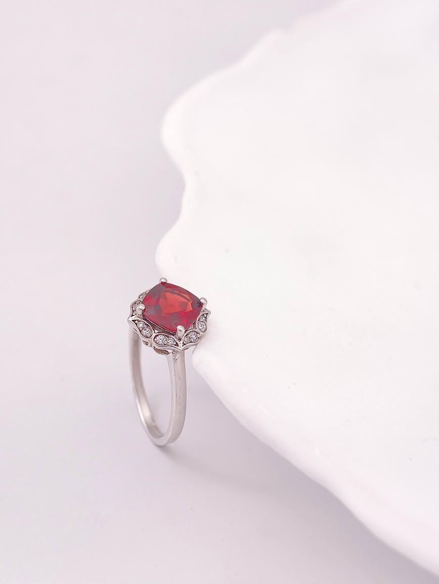 Natural Wine Red Garnet Design Ring image