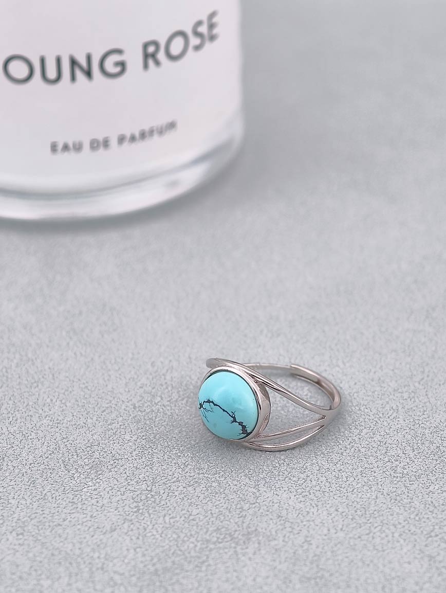 Natural Raw Mineral High Porcelain High Blue Turquoise Design Ring image