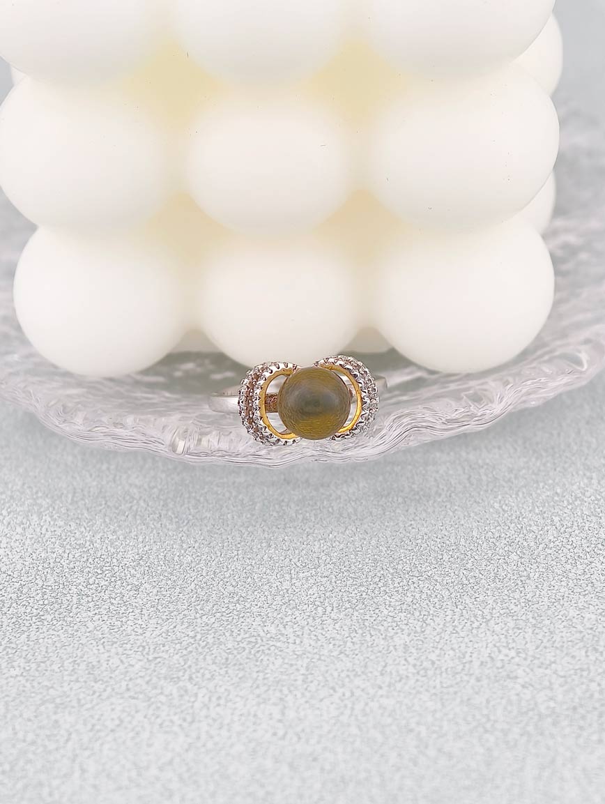 Gold Blue Amber Simple Ring image