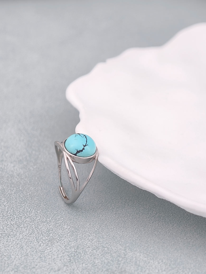 Natural Raw Mineral High Porcelain High Blue Turquoise Design Ring image