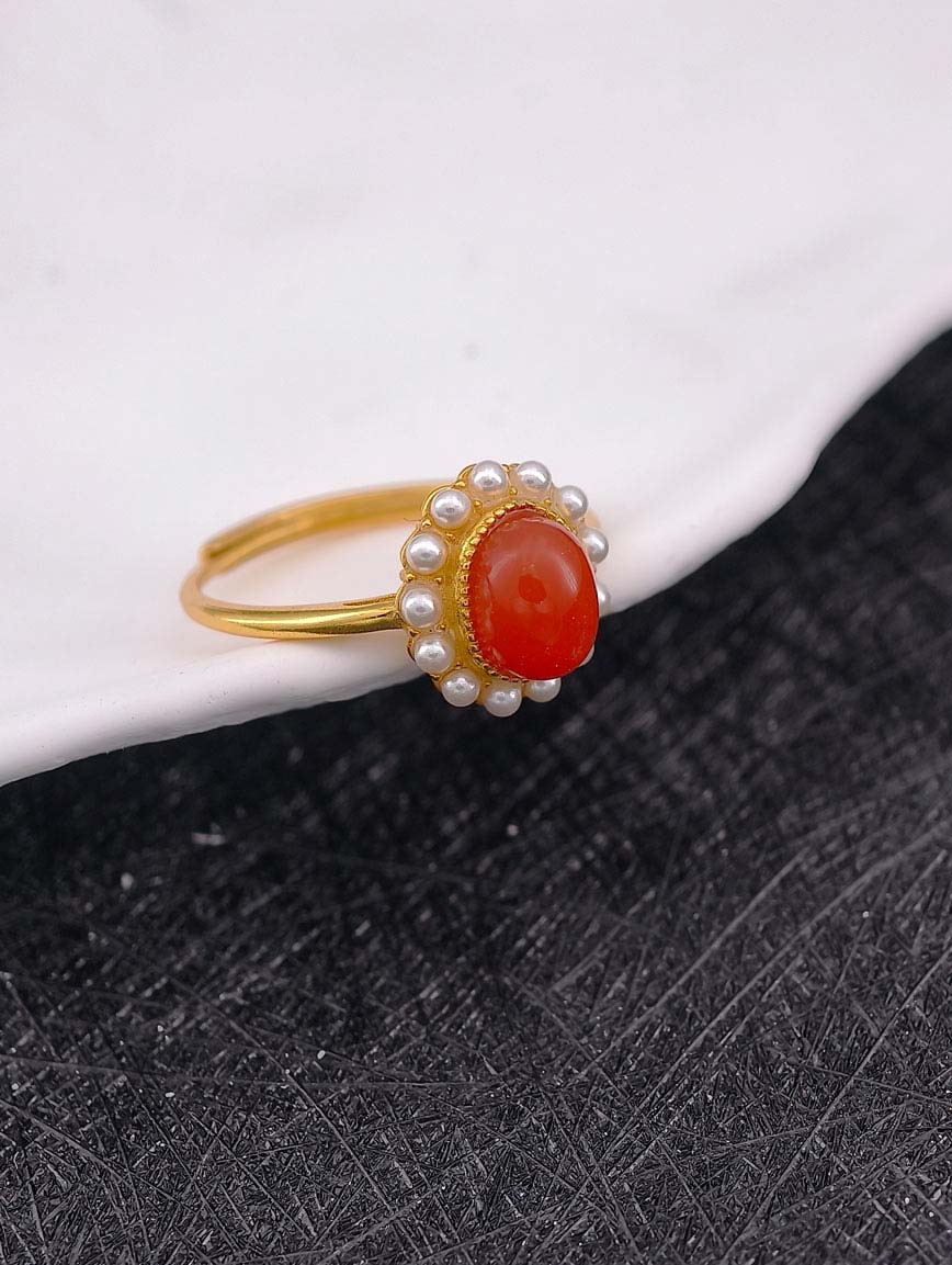 South Red Agate Pearl Ring image