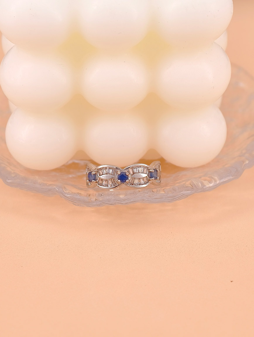 Sterling Silver And Gold Plated Natural Sapphire Ring image