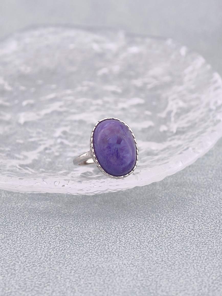 Natural Purple Dragon Crystal Delicate Ring image