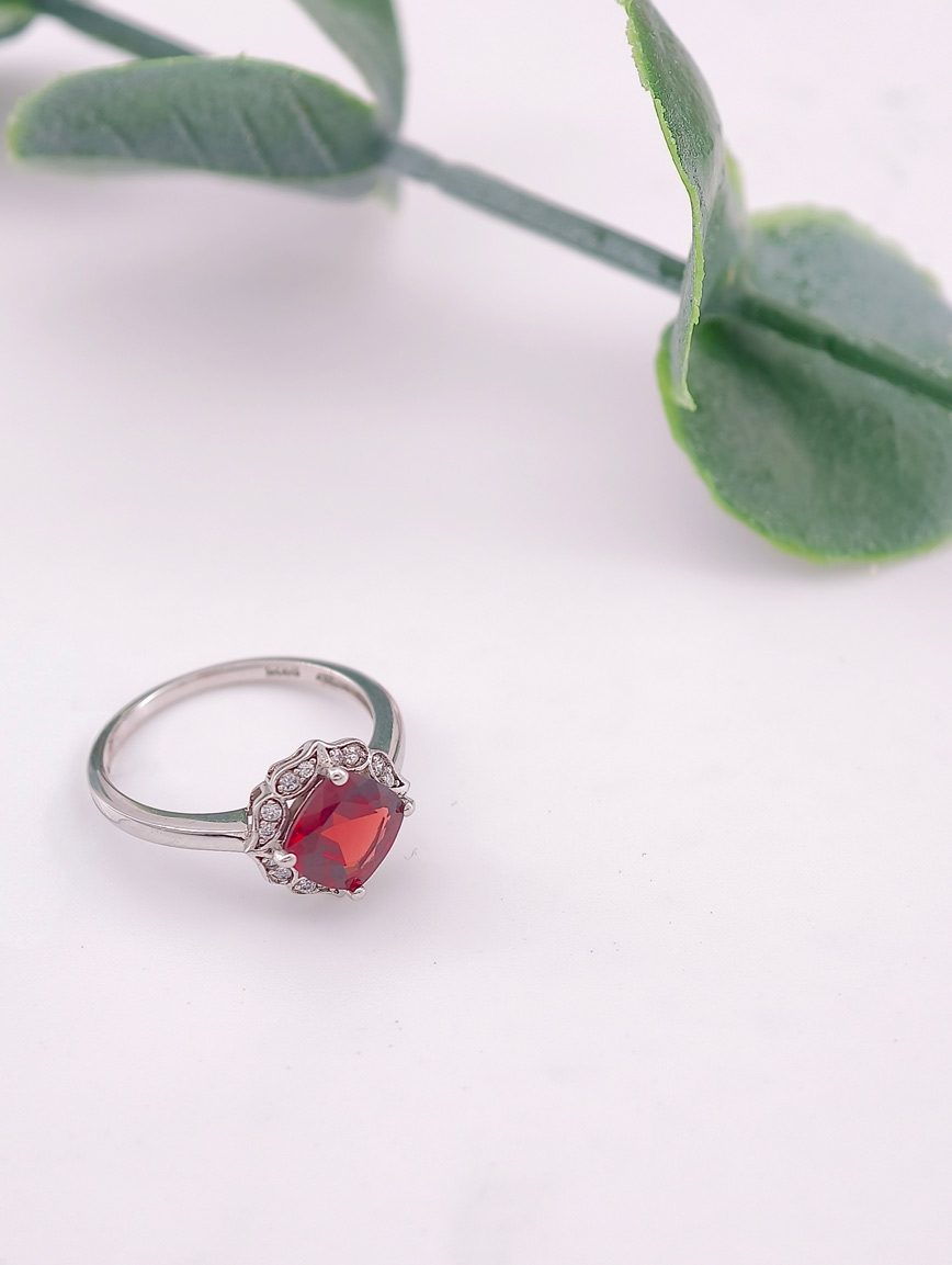 Natural Wine Red Garnet Design Ring image