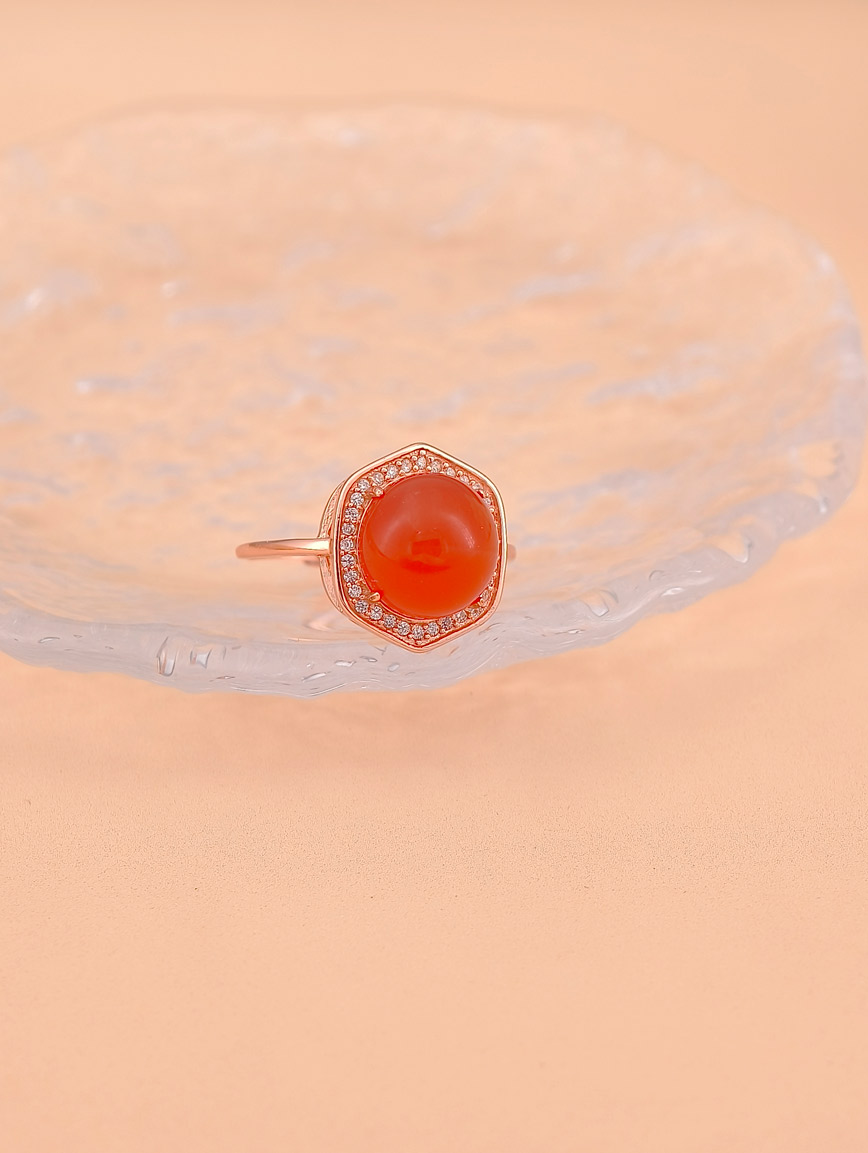 Natural South Red Agate Ring image