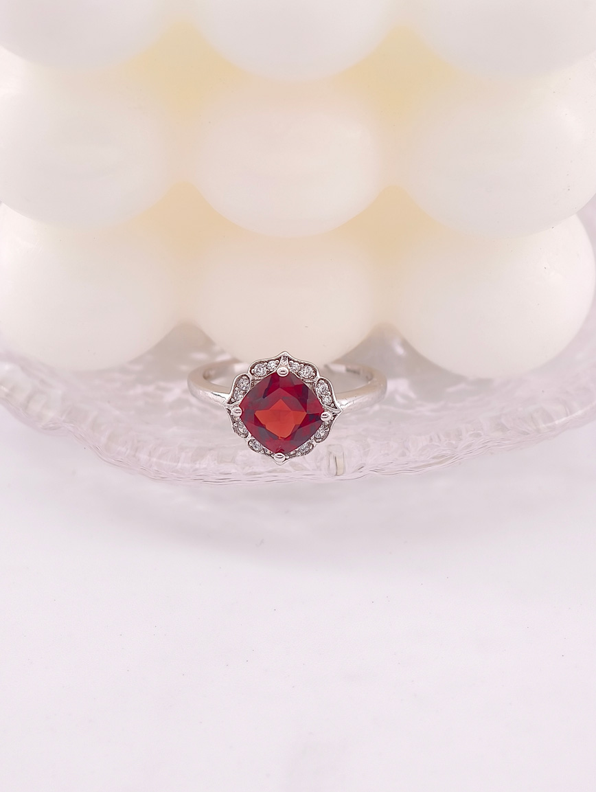 Natural Wine Red Garnet Design Ring image