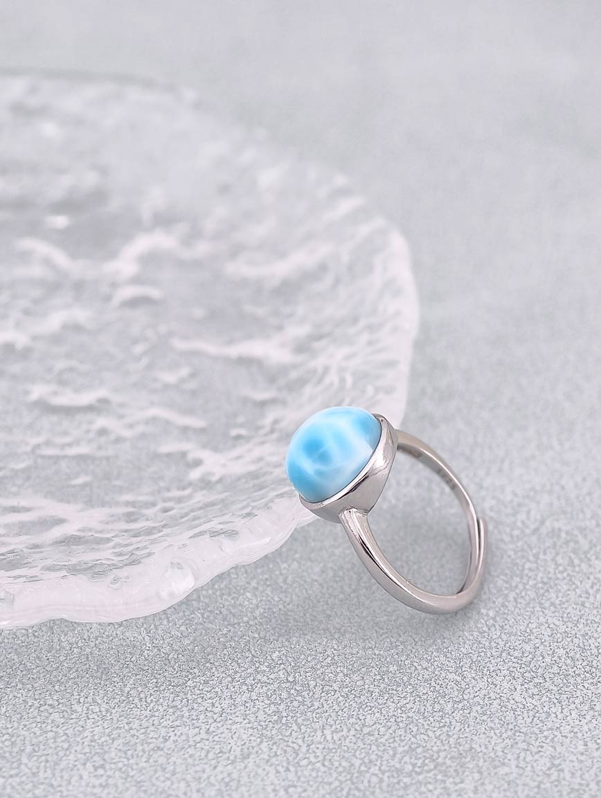 Top Quality Icy Larimar Sterling Silver Ring image