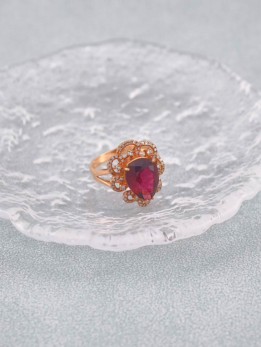 Natural Red Tourmaline Design Ring image