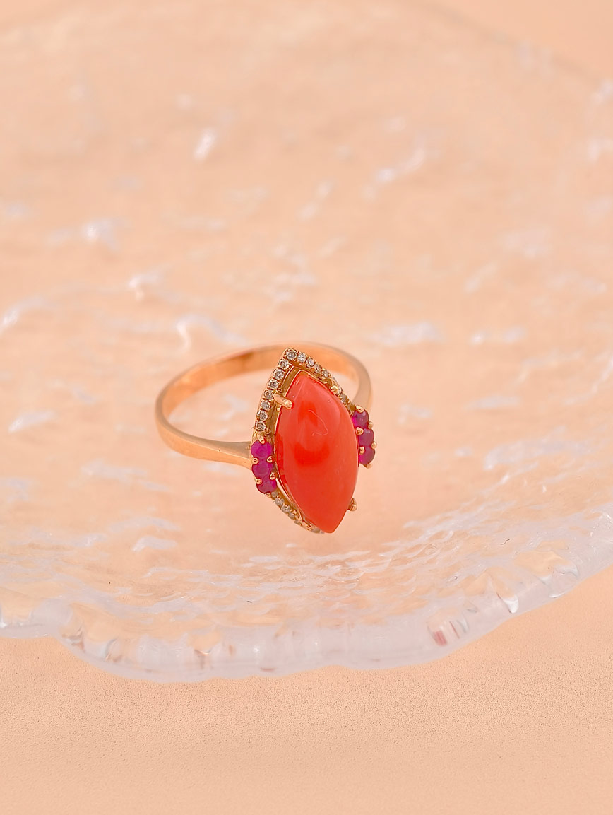 Natural Red Coral Ring image