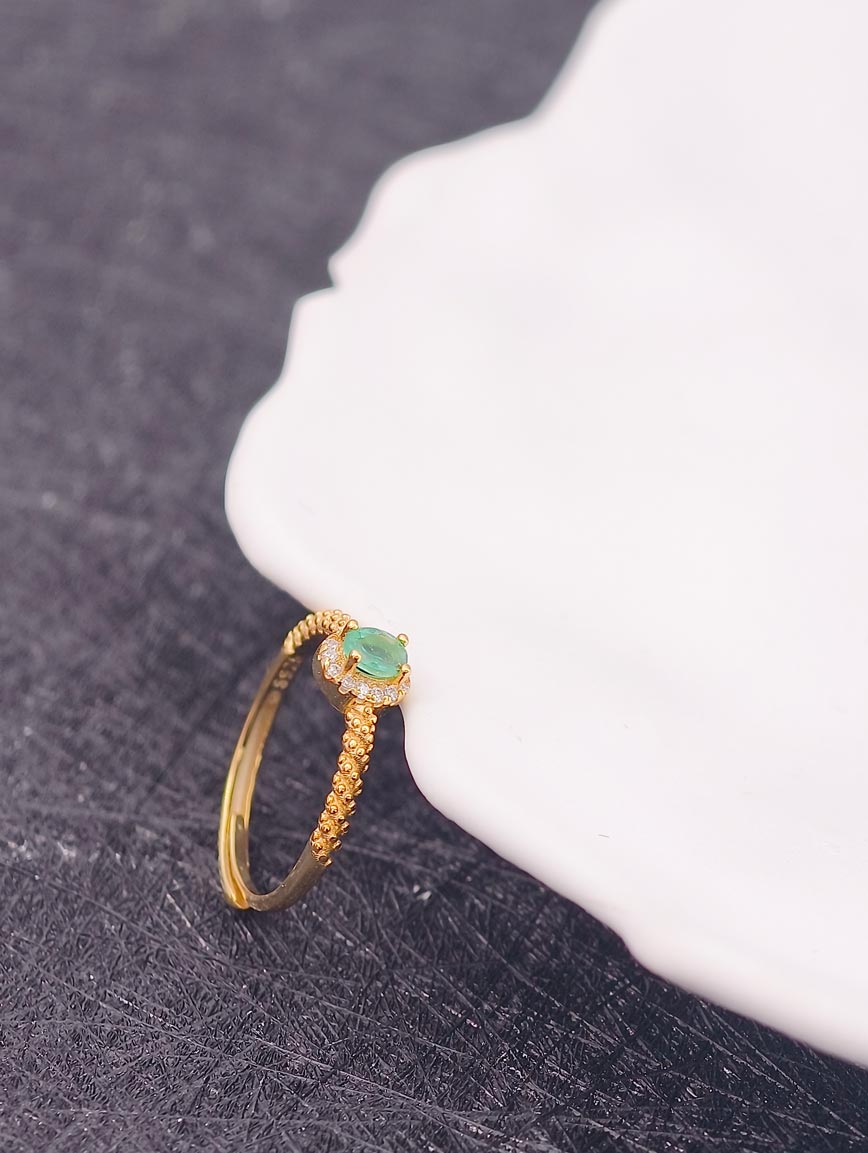 Emerald Sterling Silver Gold Plated Ring image