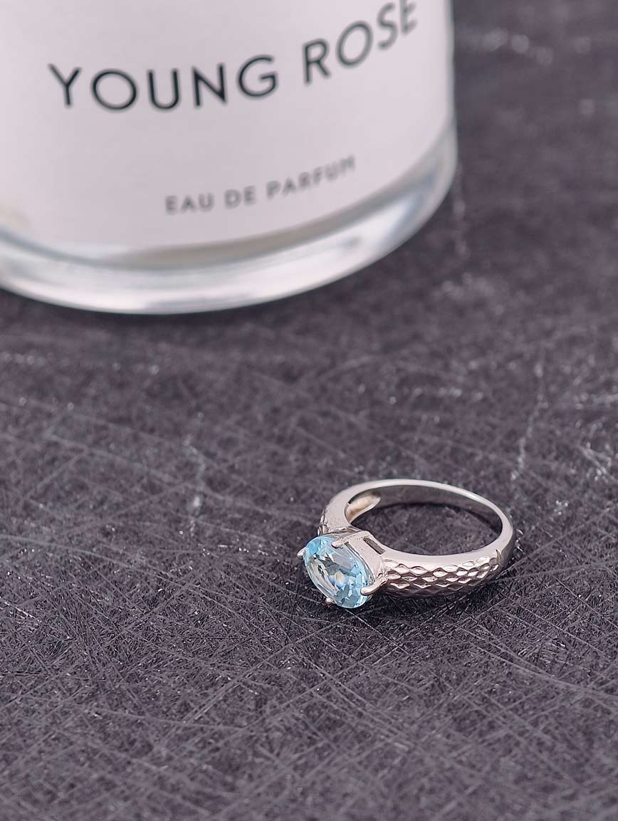 Natural Light Blue Topaz Ring image