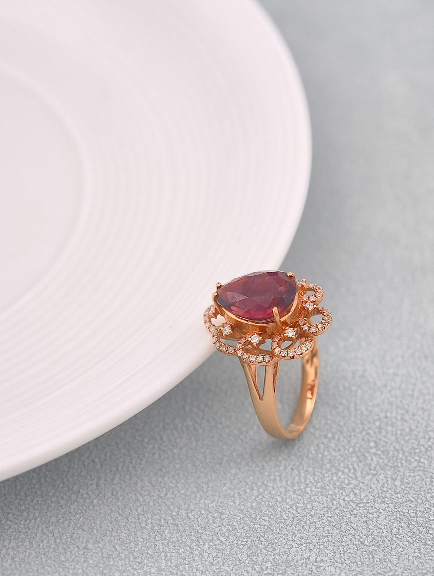 Natural Red Tourmaline Design Ring image