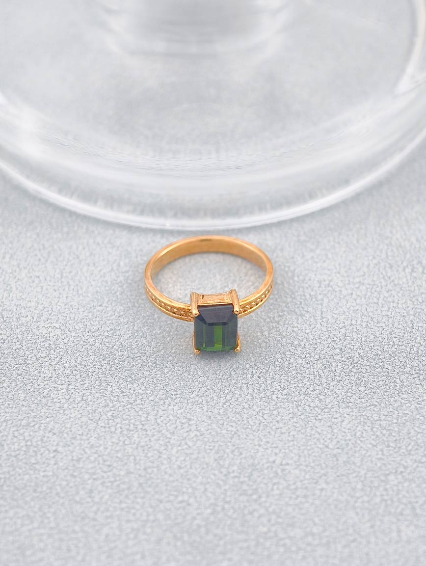 Natural Square Green Tourmaline Ring image