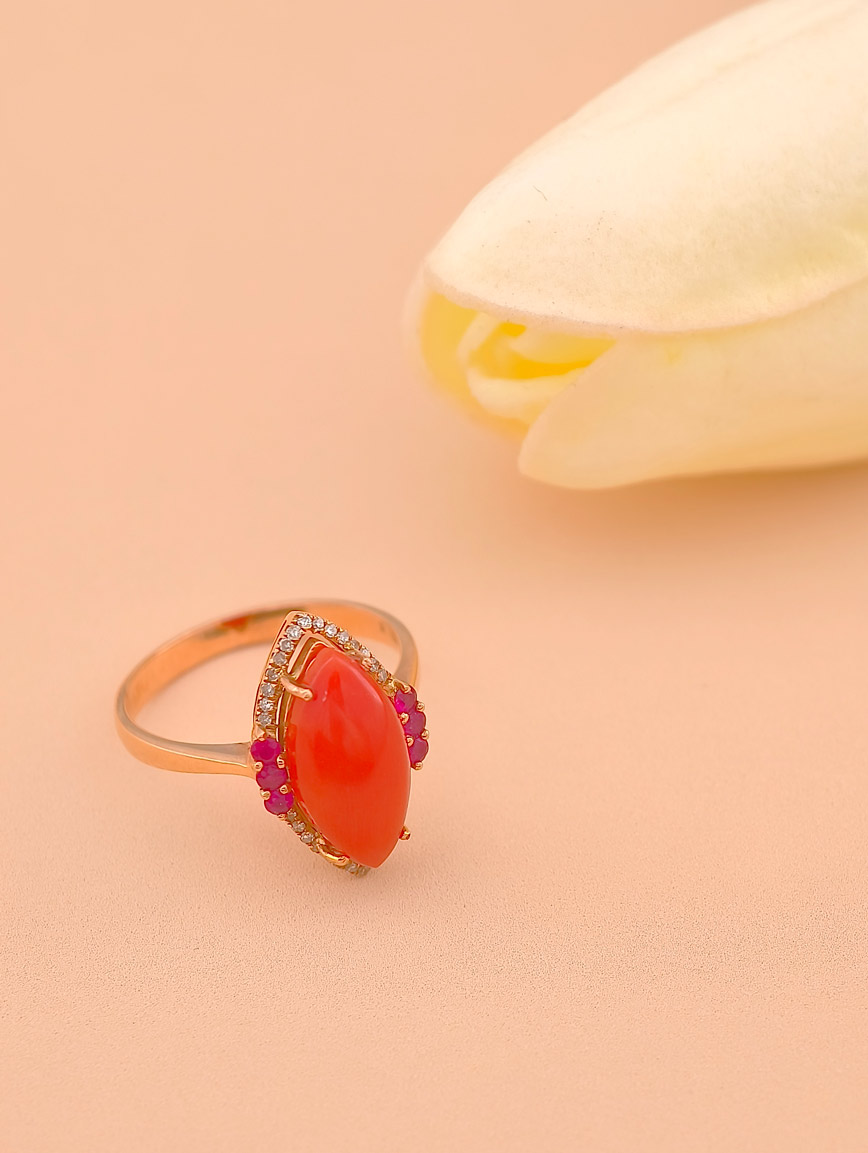 Natural Red Coral Ring image