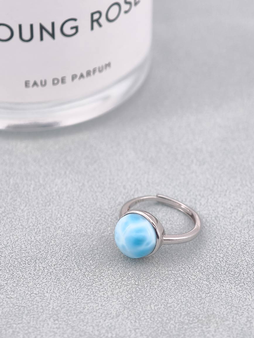 Top Quality Icy Larimar Sterling Silver Ring image