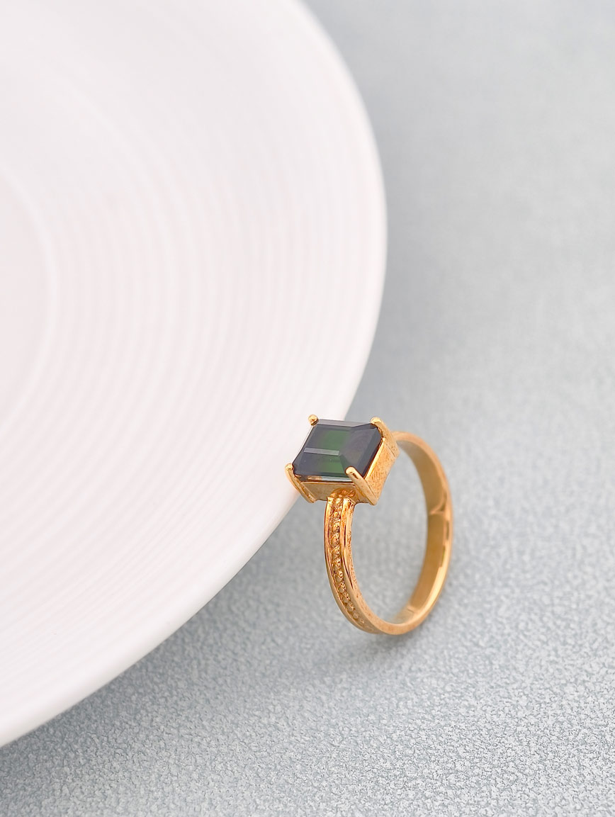 Natural Square Green Tourmaline Ring image