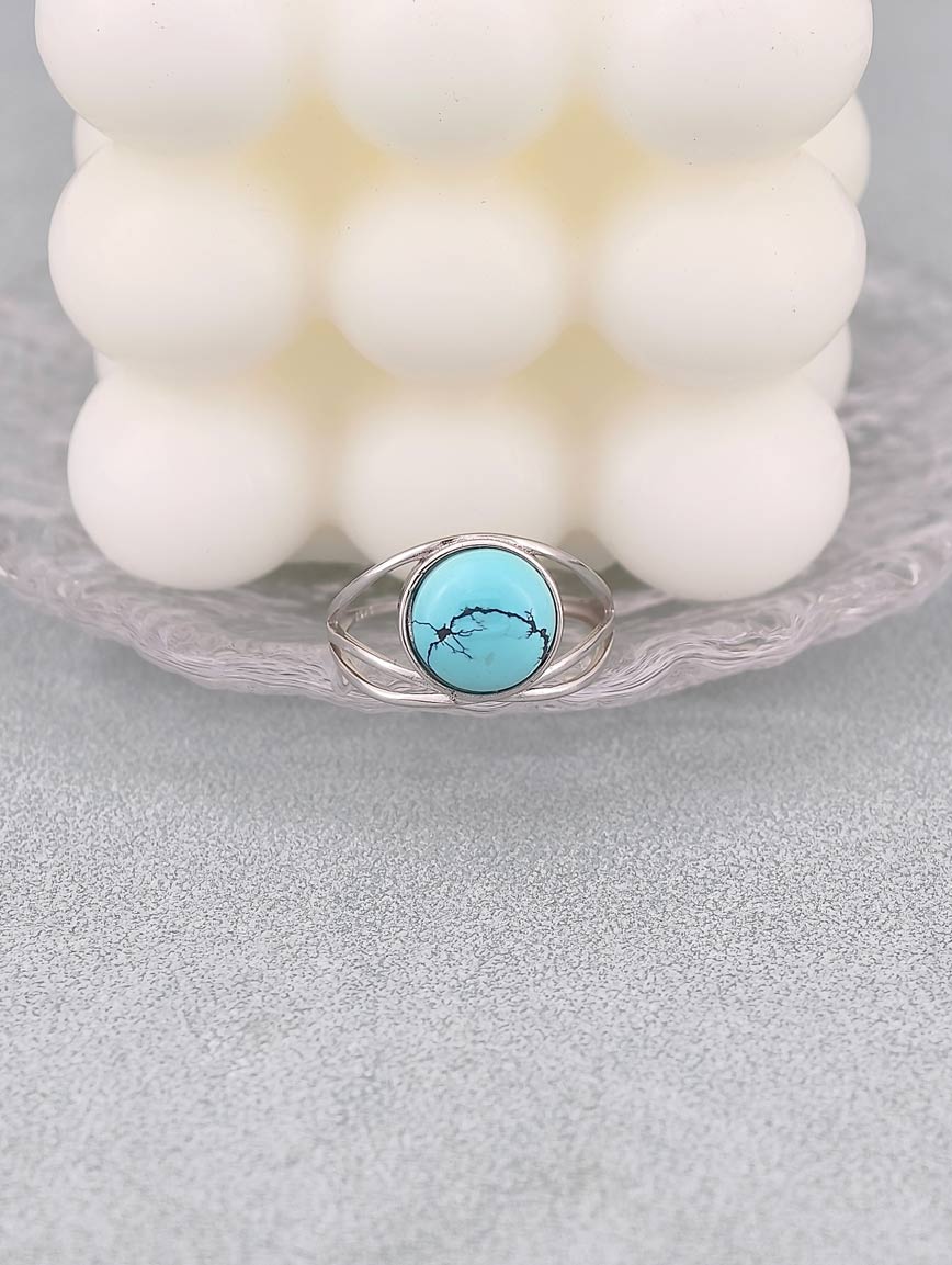 Natural Raw Mineral High Porcelain High Blue Turquoise Design Ring image