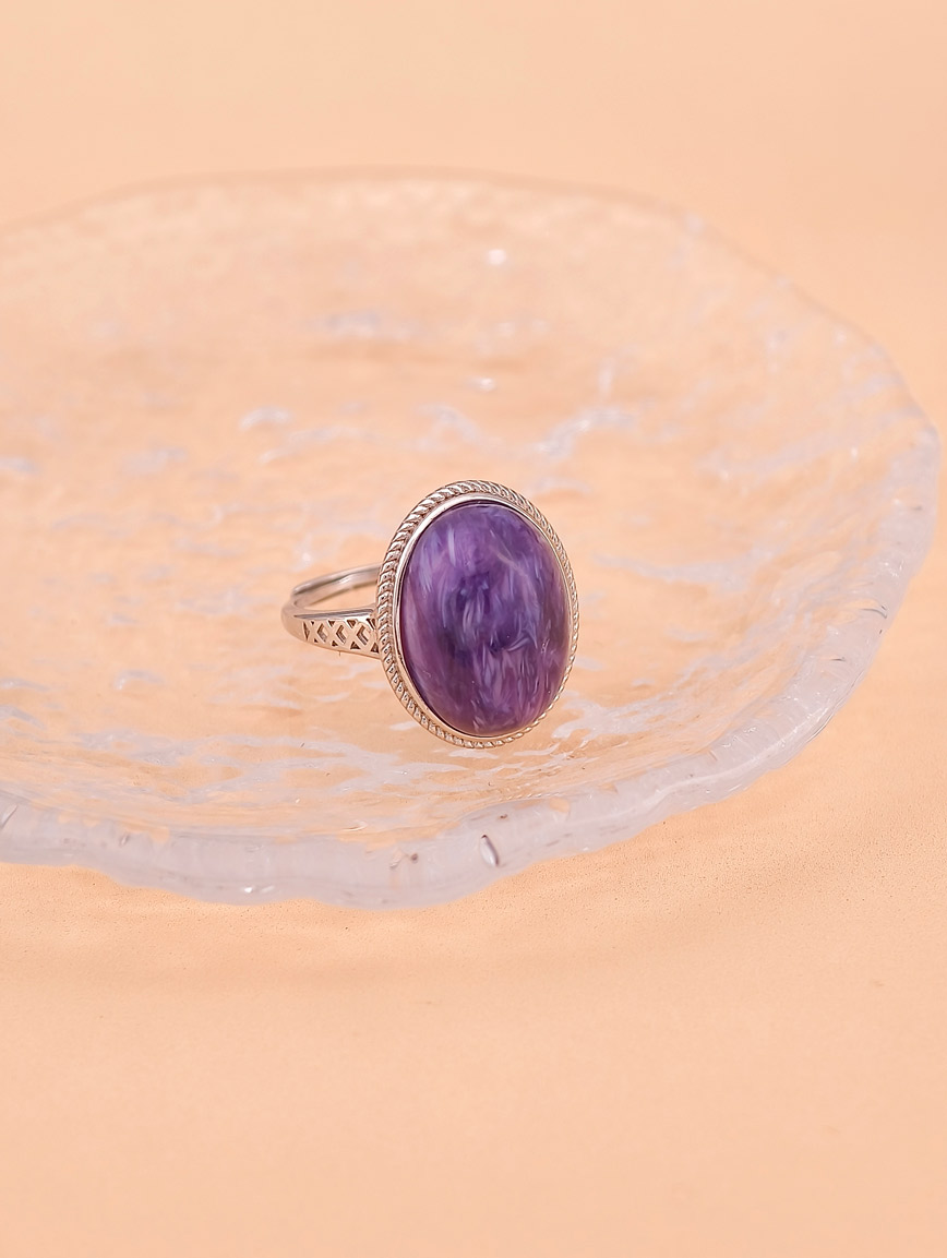 Natural Purple Dragon Crystal Simple Ring image