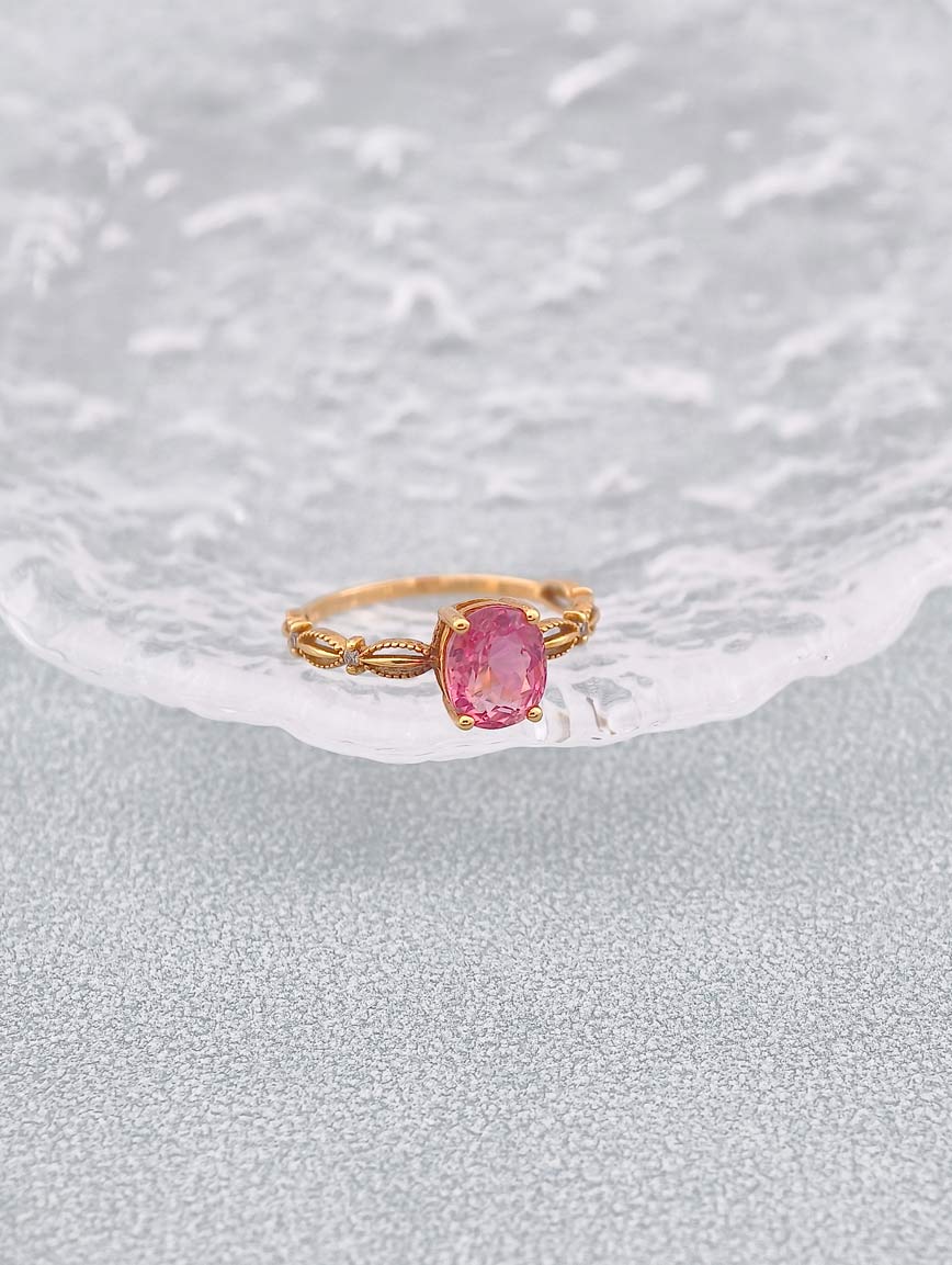 Oval Pink Tourmaline Design Ring image