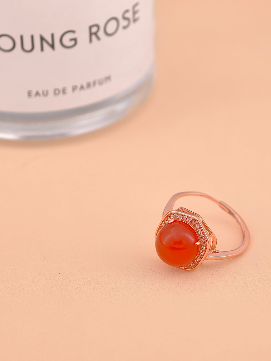 Natural South Red Agate Ring image