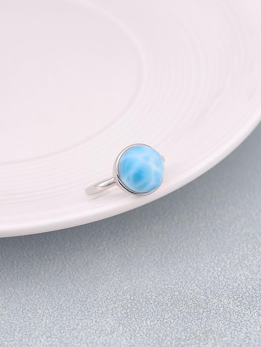 Top Quality Icy Larimar Sterling Silver Ring image