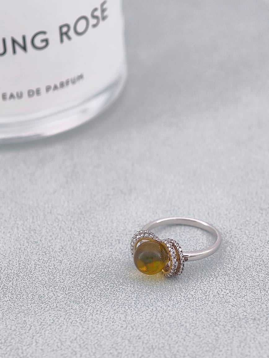 Gold Blue Amber Simple Ring image