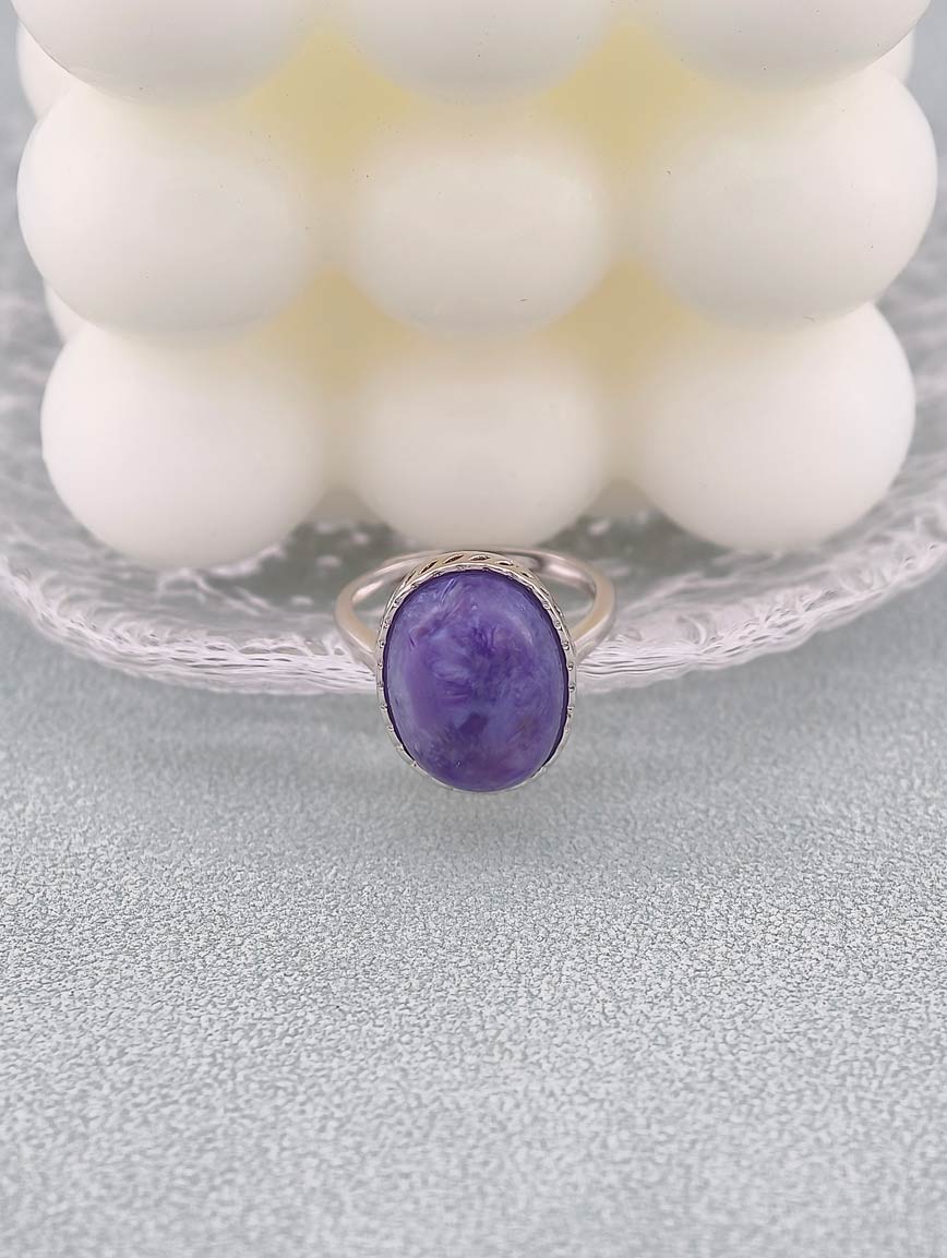 Natural Purple Dragon Crystal Delicate Ring image