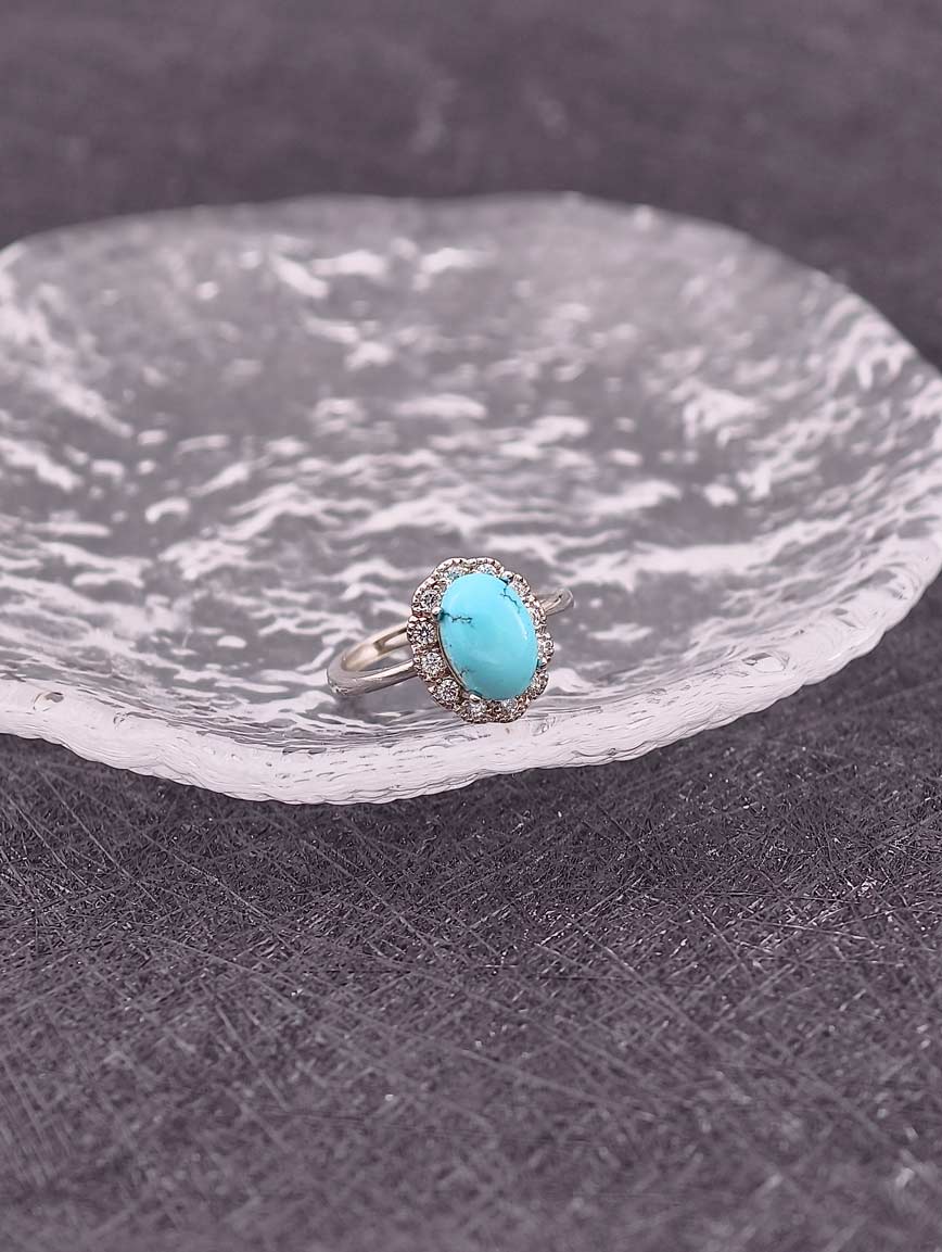 Sterling Silver Gold Plated Natural Turquoise Ring image