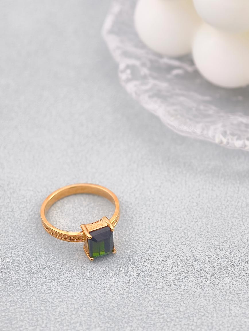 Natural Square Green Tourmaline Ring image