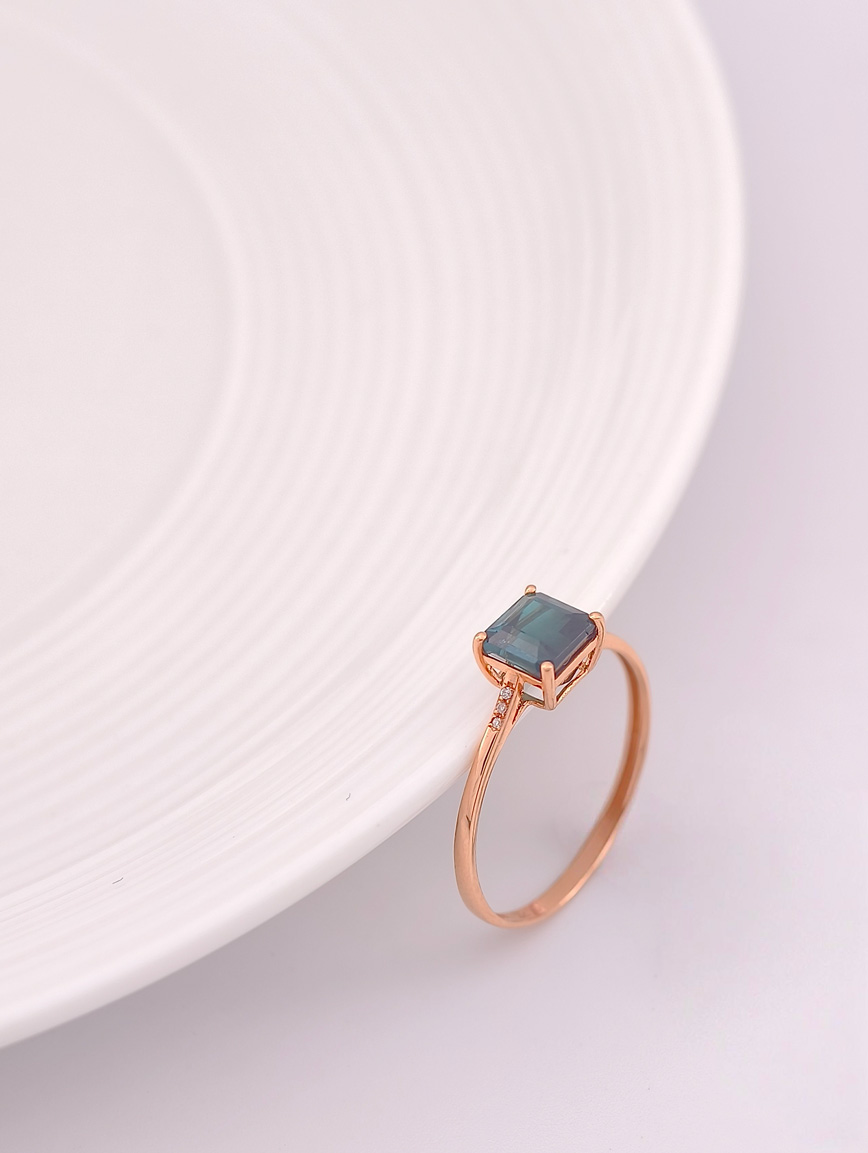 Natural Square Blue Tourmaline Ring image