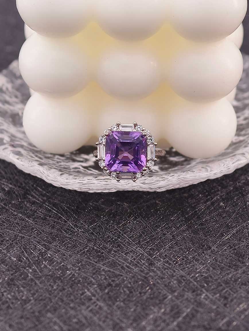 Natural Square Amethyst Ring image