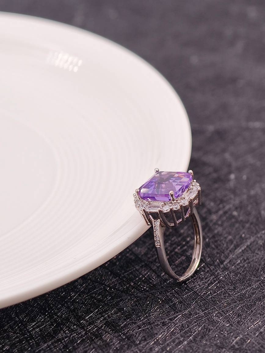 Natural Square Amethyst Ring image